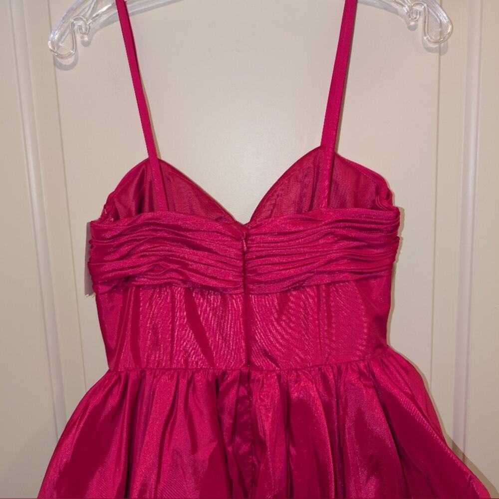 IEENA for Mac Duggal Central Bow Bubble Fuschia Pink Mini Dress Size 2 - Picture 10 of 13